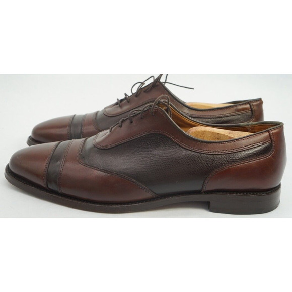 Allen Edmonds Winhall Two Tone Brown Leather Cap Toe Oxford Dress Shoes 10.5 main image 10
